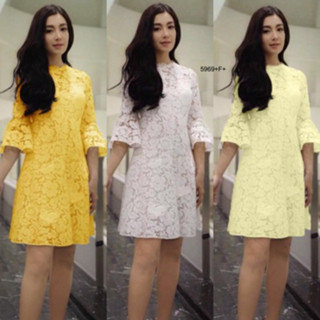 CS5969 เดรสลูกไม้แขนระฆัง bell sleeve lace dress