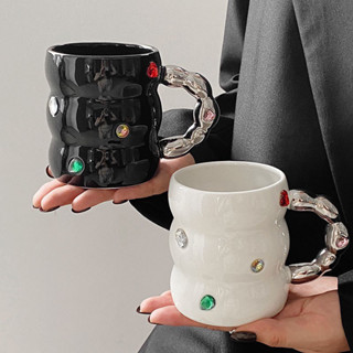 แก้วกาแฟมินิมอล ประดับเพชร heart gem น่ารักมาก