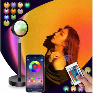 ใหม่ล่าสุด Remote โคมไฟโปรเจคเตอร์ RGB LED ไฟโรเซ่ สีรุ้ง พระอาทิตย์ตกไฟแต่งห้องเกาหลี พร้อมรีโมทบลูทูธ เปลี่ยนได้ 16 สี