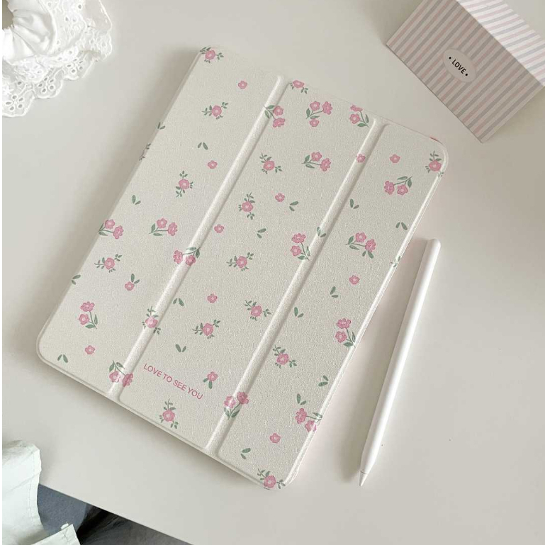 ⚡พร้อมส่ง⚡เคสป้องกัน iPadกระจกสีชมพูดอกไม้ Air7 Gen12 Air8 Air6 11/13 เคสป้องกัน iPad Gen11 Air5/4