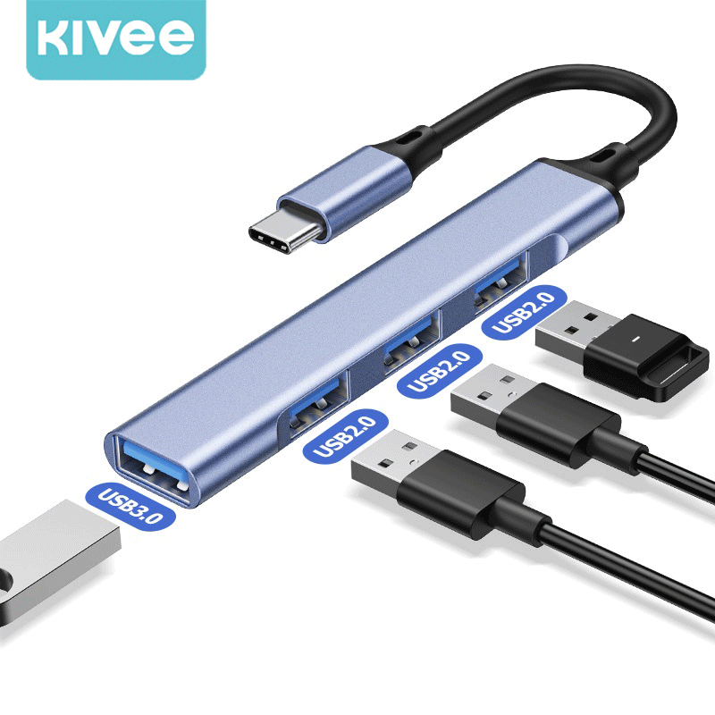อะแดปเตอร์ฮับ KIVEE USB Type-C Hub to HDMI 3.0 PD Fast Charge Adapter Hub และเครื่องอ่านการ์ด