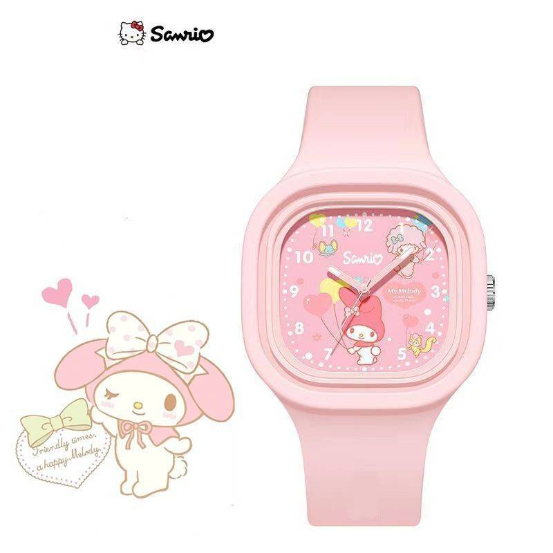 นาฬิกาข้อมือ sanrio ซานริโอ้ สายซิลิโคน ทรงสี่เหลี่ยม น่ารัก สวมได้ทั้งเด็กและผู้ใหญ่