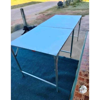 โต๊ะพับซิงค์ ปูหน้าเมทัลชีท ขาไม่ชุบสี75x177x75 ,75x150x72 , 75x200x75.