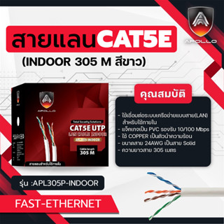 Apollo สายแลน Lan Cable UTP CAT5E Indoor สำหรับใช้ภายใน 305m./Box สายอินเตอร์เน็ท สำหรับ NETWORK กล้องวงจรปิดCCTV