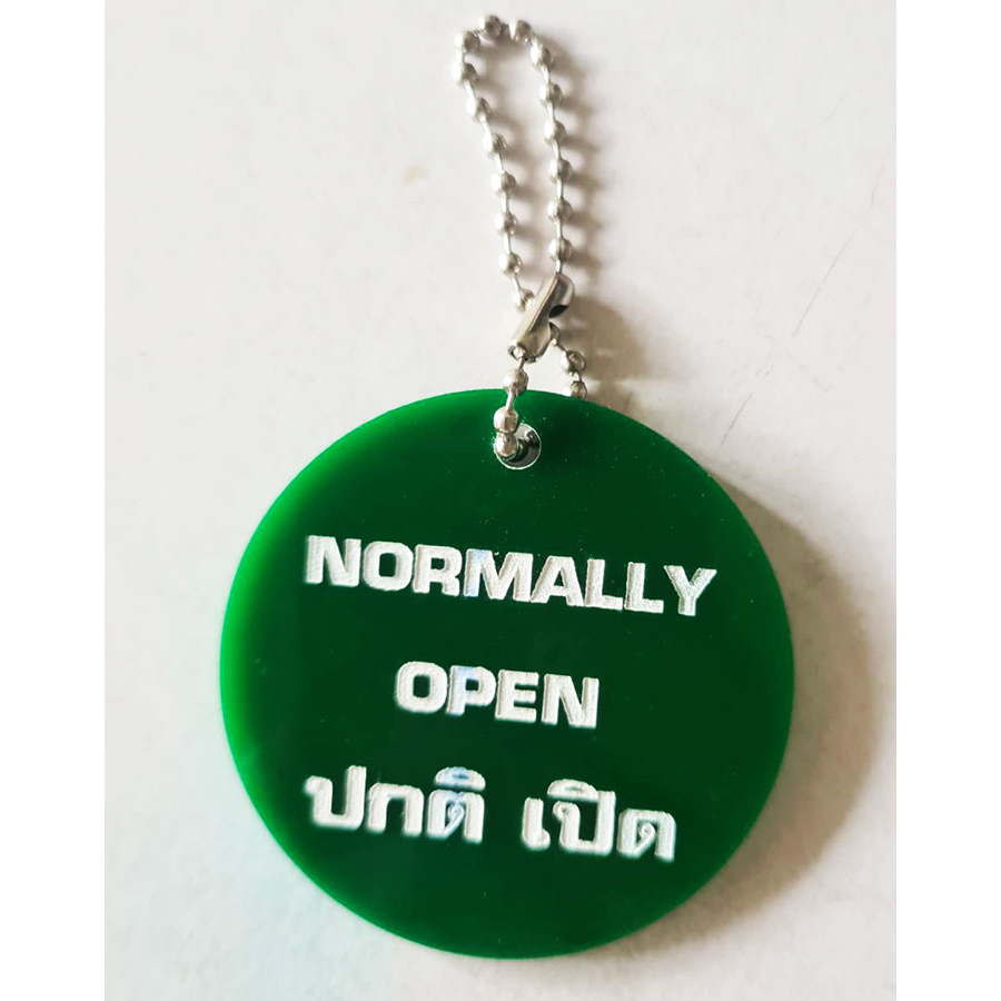 ป้ายแขวนวาล์ว Tag Valve 5 ซม.หนา 3มม.ใบกำกับภาษีได้ สลัก1และ 2ด้าน ป้ายอะคริลิค  ปกติเปิด-ปรับแต่ง-ปกติปิด TagValve - รูปที่ 4