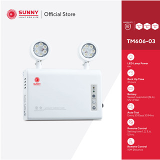 SUNNY SMART Emergency Light โคมไฟฉุกเฉิน รุ่น TM606-03 LED 6W สำรองไฟได้ถึง 3 ชม.| ตั้งเวลาได้ถึง 12 ชม.