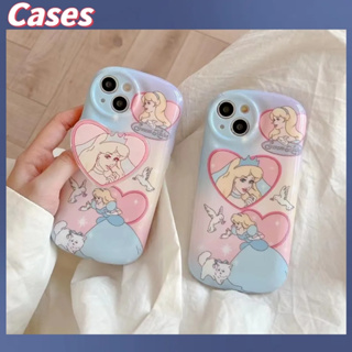 คูปองเคลม🎀เคสไอโ case for iphone 11 12 สาวการ์ตูนกลิตเตอร์เจ้าหญิงน่ารักพร้อมขาตั้ง เคส 14 13 12 11 pro max tpu case