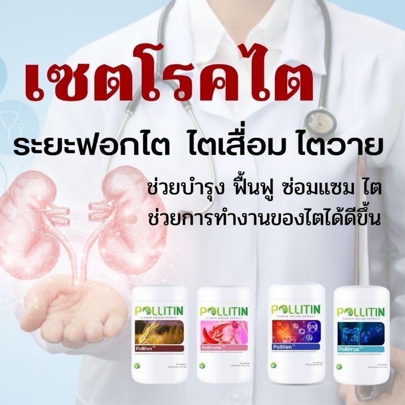 🏅ของแท้​🛡️เซตไต4️⃣ไตเสื่อม ไตวาย ฟอกไต บำรุงไต ฟื้นฟูไต โรคไต นิ่วในไต พอ​ลลิ​ติน​ pollitin​ พอลลิตินของแท้ อาหารเสริม
