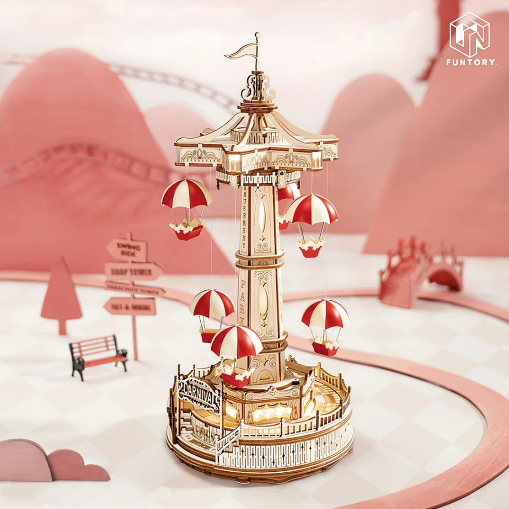🎪 พร้อมส่ง EN.ver 🤹‍♂️ Funtory กล่องดนตรี DIY ประกอบเอง Parachute Tower ของเล่น ของขวัญ ROKR EA01