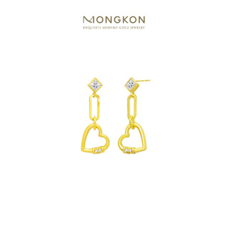 Mongkon Gold ทองคำแท้บริสุทธิ์สูง 96.5% ต่างหู 1 สลึง The Follow Heart Lock