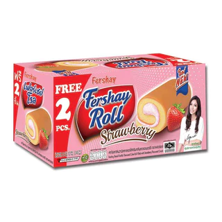 เฟอร์เชย์ Fershay เค้กโรลไส้ครีม กลิ่นใบเตย กาแฟ วานิลลา ช็อคโกแลต กล่องใหญ่ 240 กรัม 12+Free 2 (14 ชิ้น) หอม นุ่ม อร่อย
