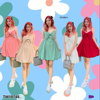 SS18748 เดรสสายเดี่ยว กระโปรงบอลลูน A line dress balloon skirt