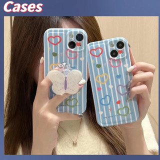 คูปองเคลม🎀คสไอโ case for iphone 11 12 รักแถบสี วงเล็บผีเสื้อ เคส 14 13 12 11 pro max เคสมือถือกันกระแทก