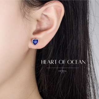 ESCOBAL✨ต่างหูเงินแท้ Heart of Ocean ออกงาน ต่างหูพลอยแท้ ต่างหูไพลิน ตุ้มหูเงินแท้ ต่างหูแฟชั่น ต่างหูเกาหลี ตุ้มหูพลอย