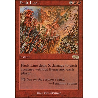 Fault Lineสภาพ EX การ์ด Magic The Gathering ของแท้ จากชุด Urzas Saga