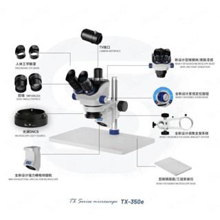 Kaisi TX กล้องจุลทรรศน์7X-50X 350E กล้องจุลทรรศน์สเตอริโอซูมสำหรับ WF10X เลนส์ใกล้ตา23มม. สำหรับงานบัดกรีซีพียูพีซีบี