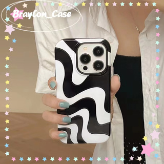 🌷Braylon🌷ขอบเต็ม ป้องกันการหล่น iphone 11 14 pro max ระลอก ดำและขาว เรียบง่าย ระดับสูง แฟชั่น case for iPhone 12 13