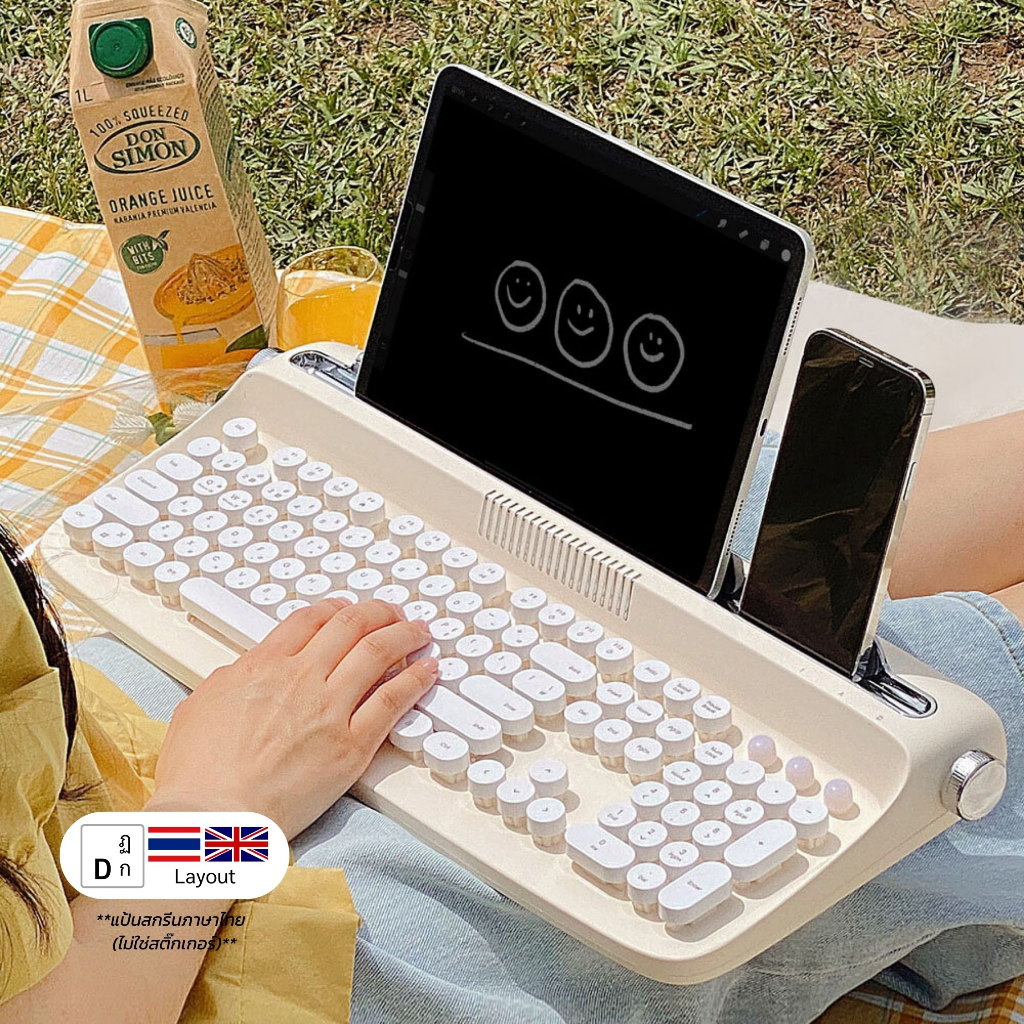 [ลด12% โค้ด CLSAPR24] Actto Retro Keyboard B503 คีย์บอร์ดไร้สาย ภาษาไทย คีย์ไทย Bluetooth Keyboard