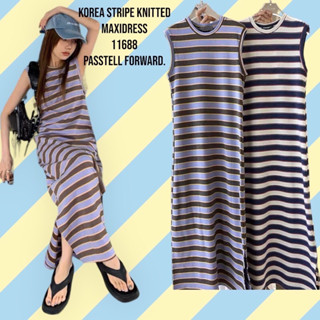 🇰🇷New🇰🇷  มาละค้าาาา〰️ Korea stripe knitted maxidress เดรสยาวผ้านิต เนื้อแน่นลายทางสลับสี