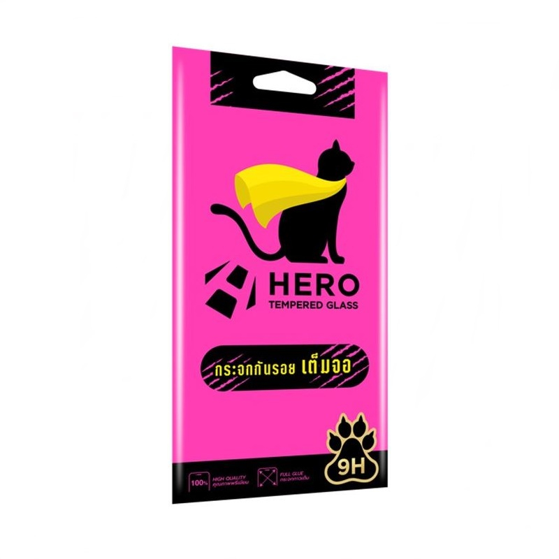 Hero Cat ฟิล์มกระจกเต็มจอ Samsung A13 (4G) / A23 (4G)/(5G)/ M23 / A04 / A04s  ขอบดำ