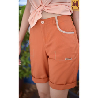 กางเกง 3 ส่วน กุ๊นเทป อิฐ  BIRABIRA PS005 กางเกงแฟชั่น ผู้หญิง ไซส์ใหญ่ | Three Quarter Shorts with Tapes