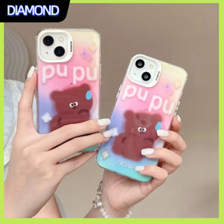 💲คูปองเคลม💲เคสไอโฟน case for iphone 11 12 หมีสตอเบอรี่ ป้องกันการตก เคส 14 13 12 11 pro max วัสดุซิลิโคน