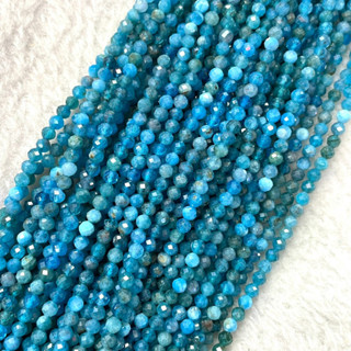 บลูอะพาไทต์ (Blue Apatite) 3 mm เจียเหลี่ยม เส้นยาว