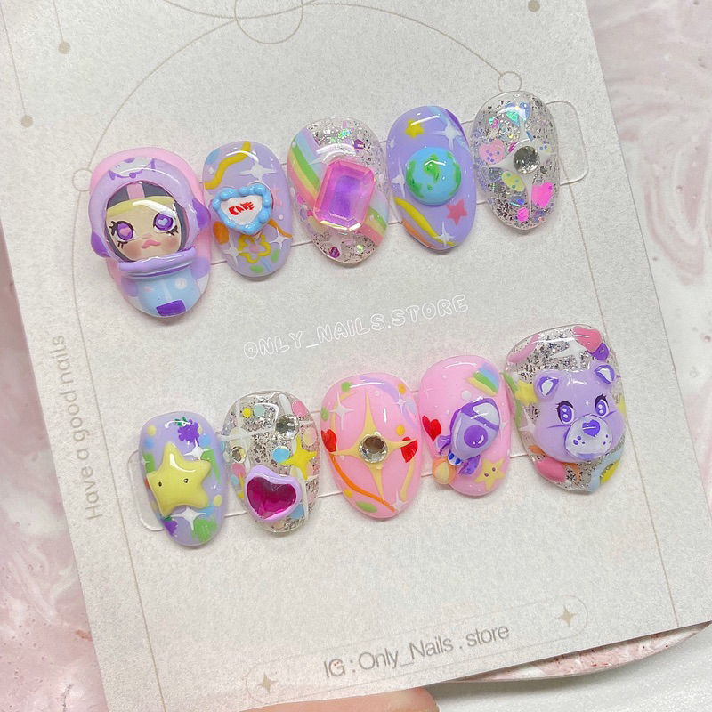 เล็บเจลสำเร็จรูป Art toys 🐻‍❄️🎨💜💛💙💚💝