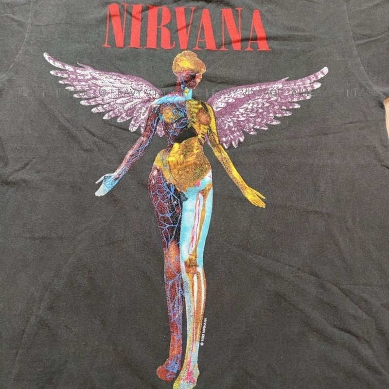 NIRVANA IN UTERO ปีกนางฟ้า @1993 เสื้อวินเทจ เสื้อทัวร์ วงร๊อค heavy vintage shirt - รูปที่ 2