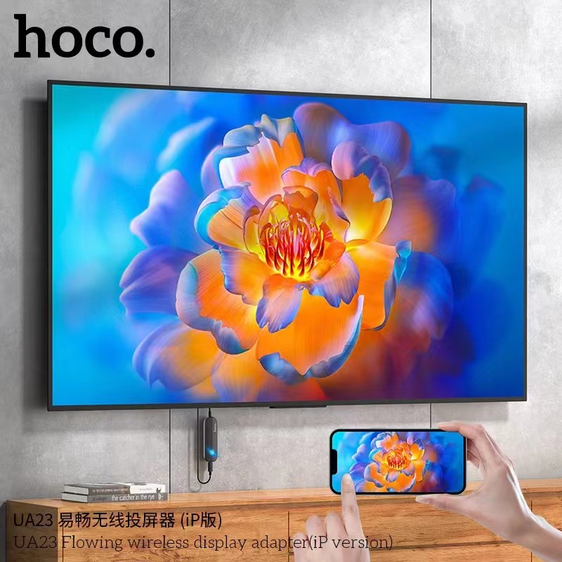 Hoco UA23 อุปกรณ์แคสต์หน้าจอ ชนิดไร้สาย รองรับ i0S / 0S คมชัด 4K HDTV ไม่ต้องลงไดรเวอร์ Wireless Dis