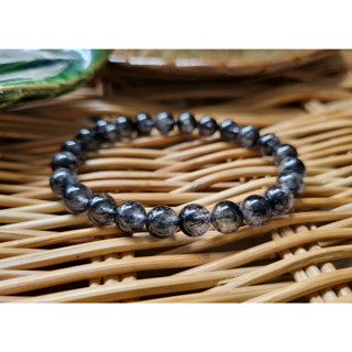 กำไลหินไหมดำ Black Rutilated Quartz Black หรือ แก้วขนเหล็ก *หินแท้ สีธรรมชาติ