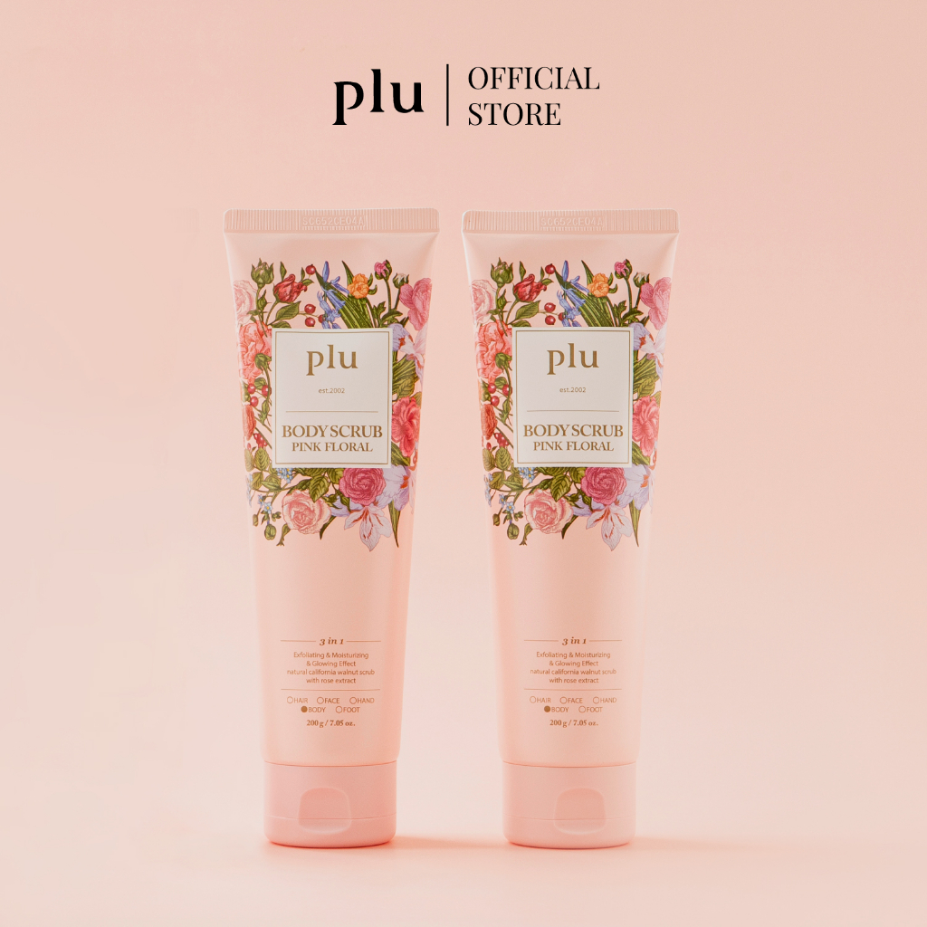 [DOUBLE PACK] PLU BODY SCRUB PINK FLORAL 200G (สครับผิวกาย มอบความชุ่มชื้นแก่ผิวอย่างล้ำลึก)
