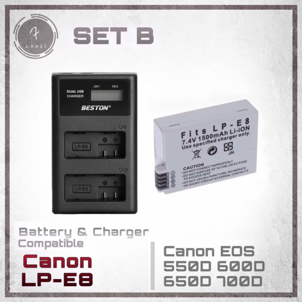 แบตกล้อง Canon LP-E8 + แท่นชาร์จ(แถมถุงผ้า) สำหรับกล้อง Canon EOS 550D 600D 650D 700D