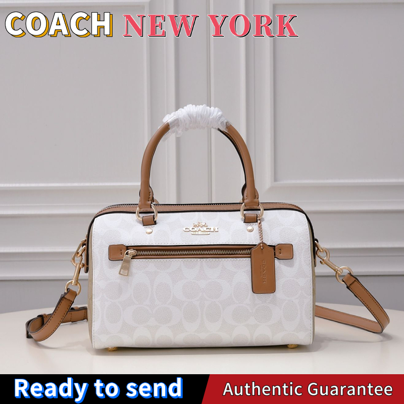 พร้อมส่ง🌟แท้ 💯%Coach กระเป๋าถือหนัง PVC สีขาวคลาสสิก, กระเป๋าสะพายแฟชั่นสตรี CA149