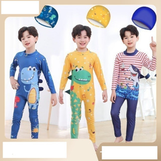jqk ชุดว่ายน้ํา แขนยาว กางเกงขายาวพร้อมหมวกสําหรับเด็กผู้ชาย…