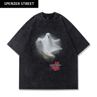 Spenzer.street | 🖤White ghost  โอเวอร์ไซส์ เสื้อผ้าสตรีท เกาหลี y2k แฟชั่น ทราวิส 2pac ฮิต 2023 มาใหม่