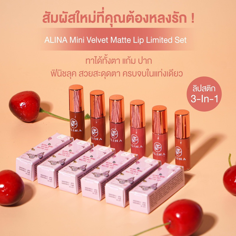 ALINA Mini Velvet Matte Lip 1.5g. ลิปสติก 3-In-1 ที่สามารถทาได้ทั้งตา แก้ม ปาก ราคา ถูกที่สุด ดีลบีเคเค แกลเลอรีภาพที่ 6