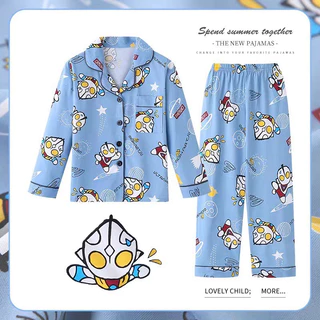 ชุดนอนเด็กผู้ชาย ชุดนอนกระดุมหน้า 3-10 ขวบ ผ้าคอตตอนใส่สบาย พร้อมส่ง