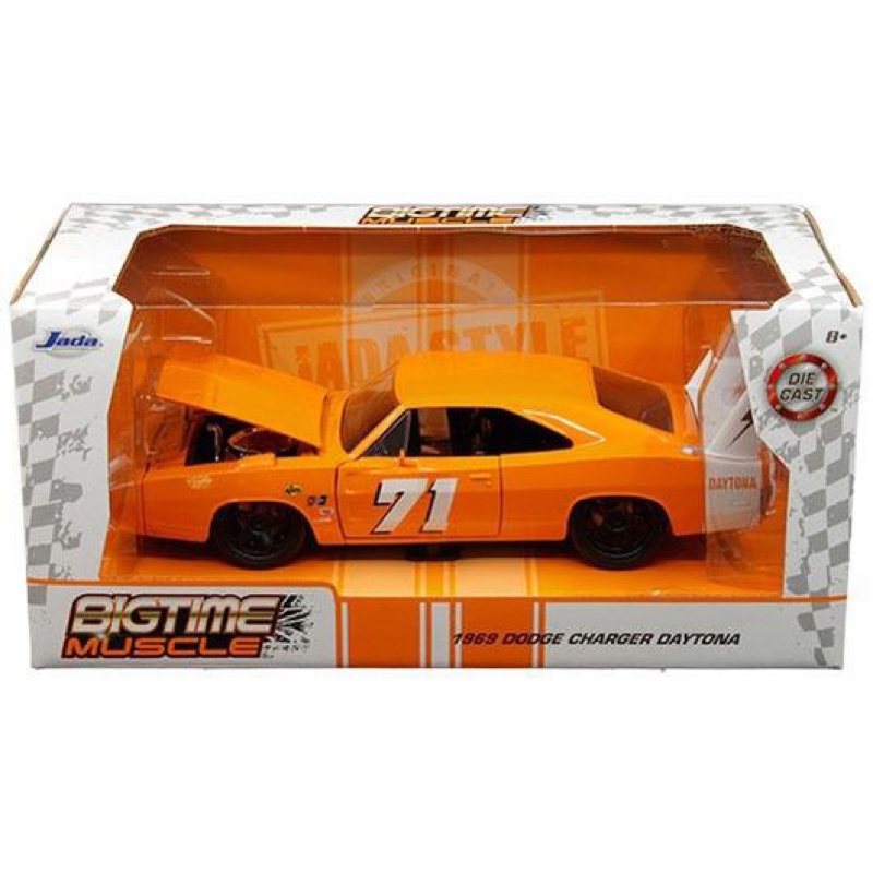 Jada Toys Big Time Muscle 1969 Dodge Charger Daytona, Orange #71 - 1/24 Scale Die-Cast Car
