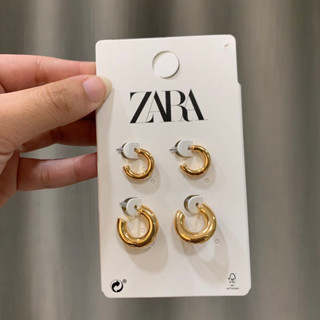 Zara แท้ ต่างหู ห่วงสีทอง 1 เซทได้ 2 คู่ 2 ขนาด ใส่คู่กันสวยมาก