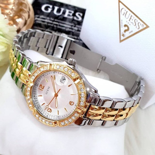 (ผ่อน0%) นาฬิกา 🌟นาฬิกาข้อมือ Guess Womens U0026L1 Sporty Two-tone Watch หน้าปัดเงิน 36มม. สายสแตนเลส ทูโทน/ทอง