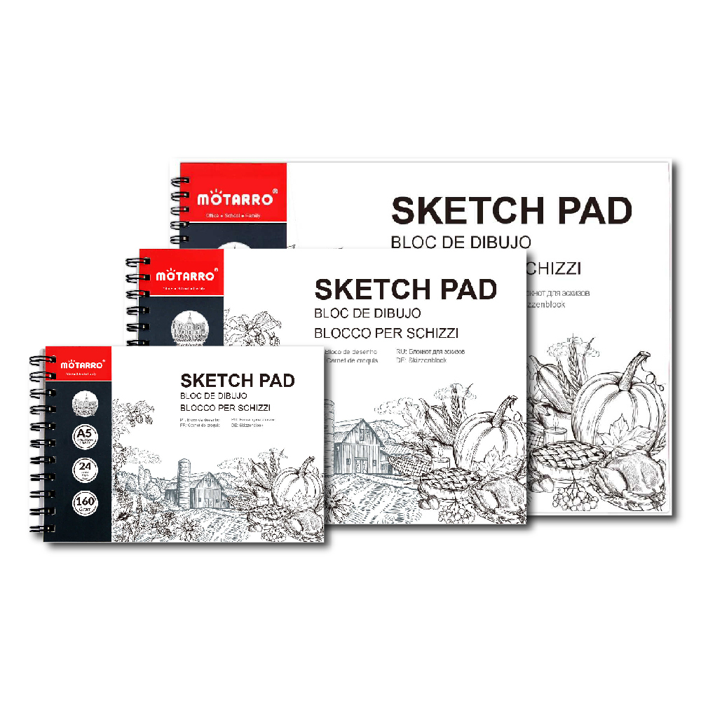 MOTARRO สมุดสเก็ตภาพ สมุดวาดเขียน สมุดวาดภาพ วาดรูป 160 แกรม/24 แผ่น A5 A4 A3 MP128-1,2,3