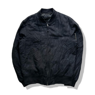 UNIQLO Black Suede Bomber Jacket รอบอก 46”