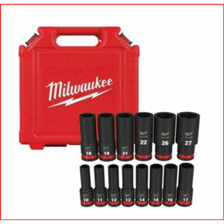 49-66-7014 Milwaukee ชุดลูกบล็อกกระแทกยาว 1/2" (14 ชิ้น) ของแท้รับประกัน