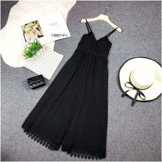 MM13887 จั้มสูทสายเดี่ยวชีฟองแต่งลูกไม้	Chiffon one-shoulder jumpsuit with lace trim