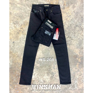 กางเกงยีนส์ขายาวผู้ชาย เดฟ ผ้ายืด กระดุม Skinny Winsman Size 28-40