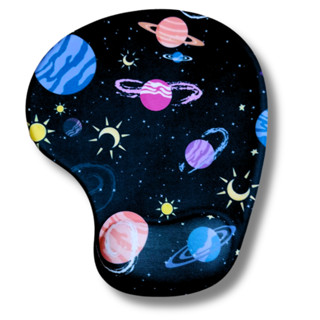 MT-321 PLANET BLACK MOUSE PAD แผ่นรองเมาส์แบบผ้า Melon เจลรองข้อมือลดอาการเมื่อยล้า พื้นยาง