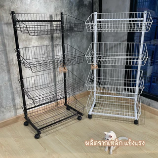 ชั้นมินิมาร์ท ชั้นตะกร้ามีล้อ 4ชั้น