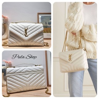 สีขาว Y.S.L loulou chain bag in quilted Y leather