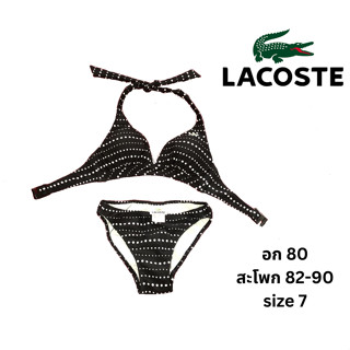 Lacoste Bikini Set บิกินี่ ลาคอสท์ สีดำลายจุด ชุดว่ายน้ำ อก 80, เอว 82-90 cm.